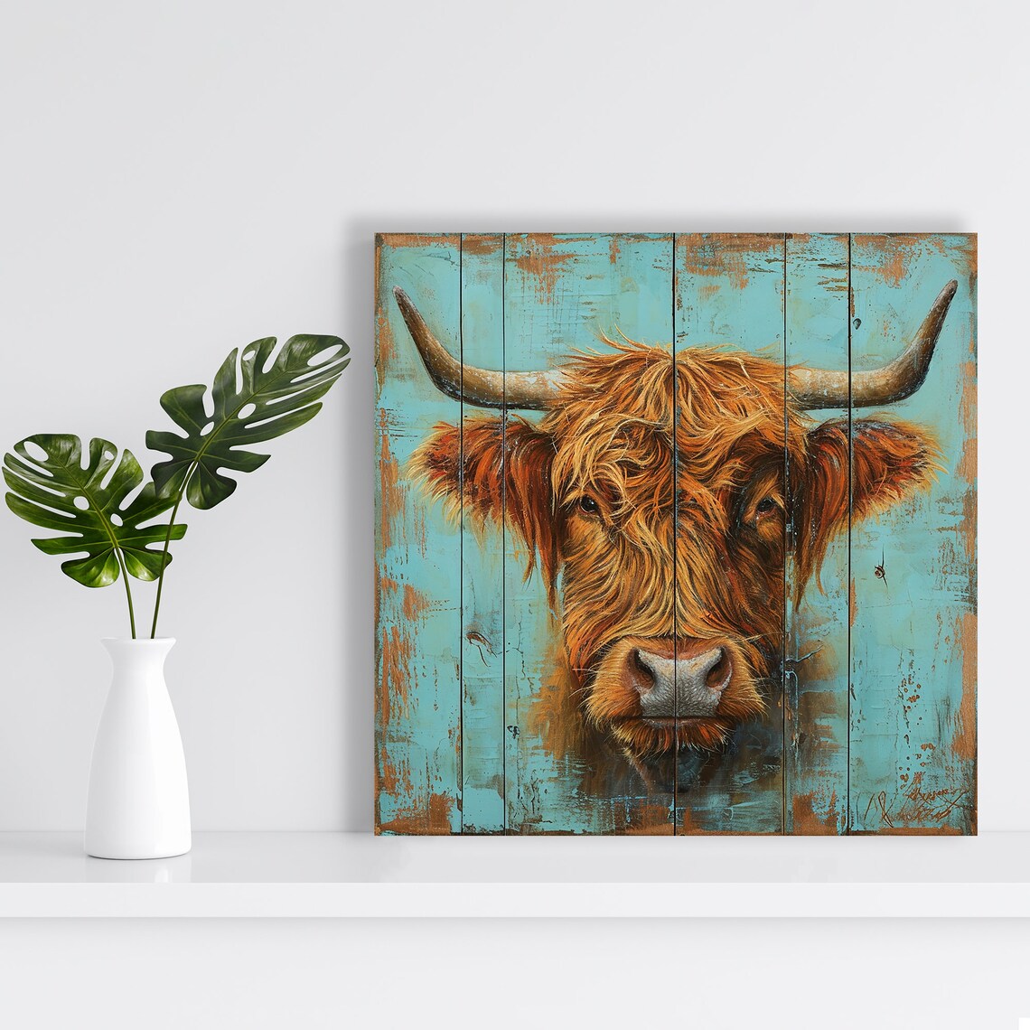Highland Cow Rustic Farmhouse Wall Art Poster - Image 2