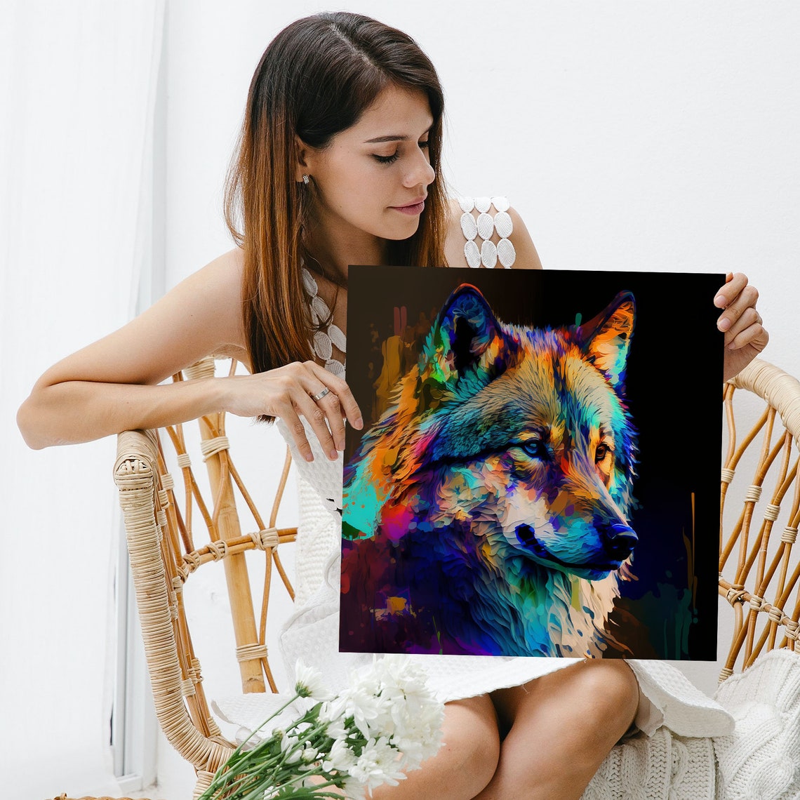 Colorful Wolf Wildlife Decor for Nature Homes Poster Print - Image 3