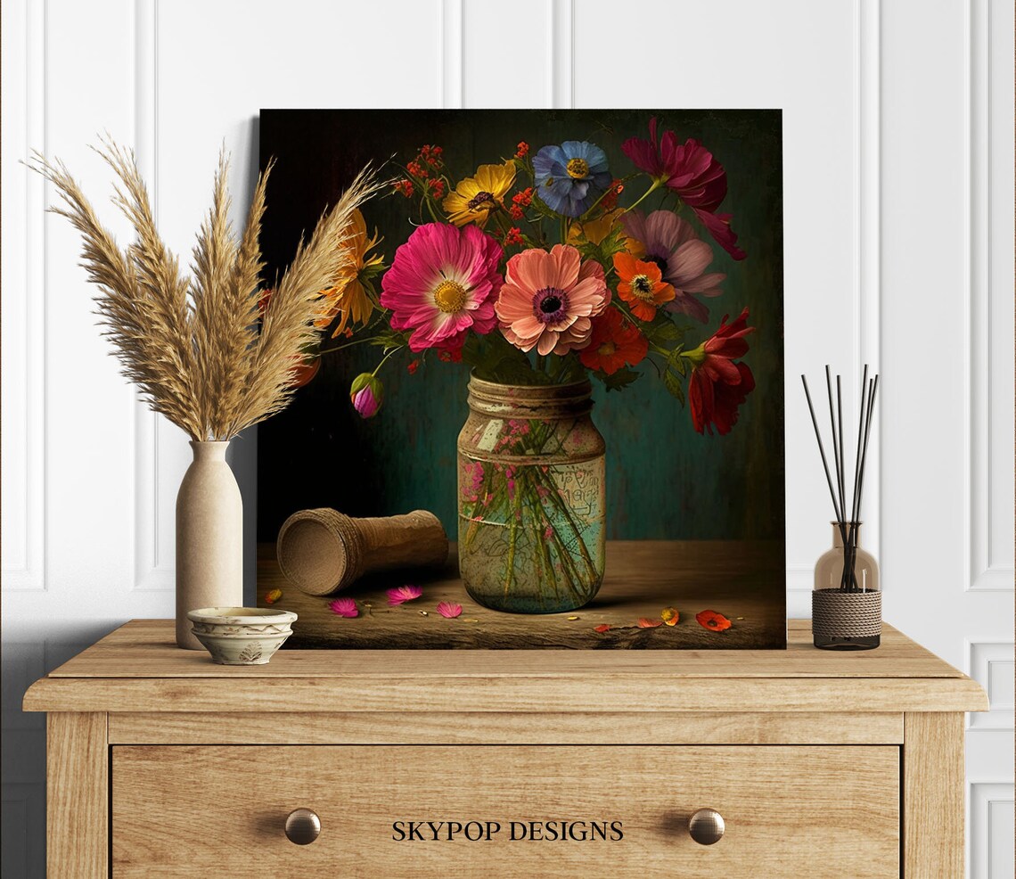 Flower Vase Botanical Wall Art, Living Room Decor - Image 2