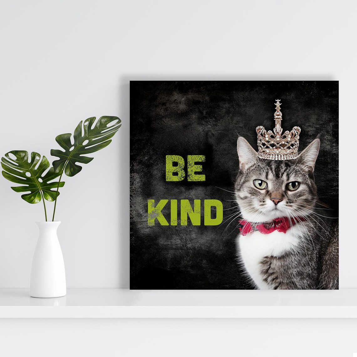 Whimsical Cat Regal Kindness Art Print, Modern Decor - Image 2