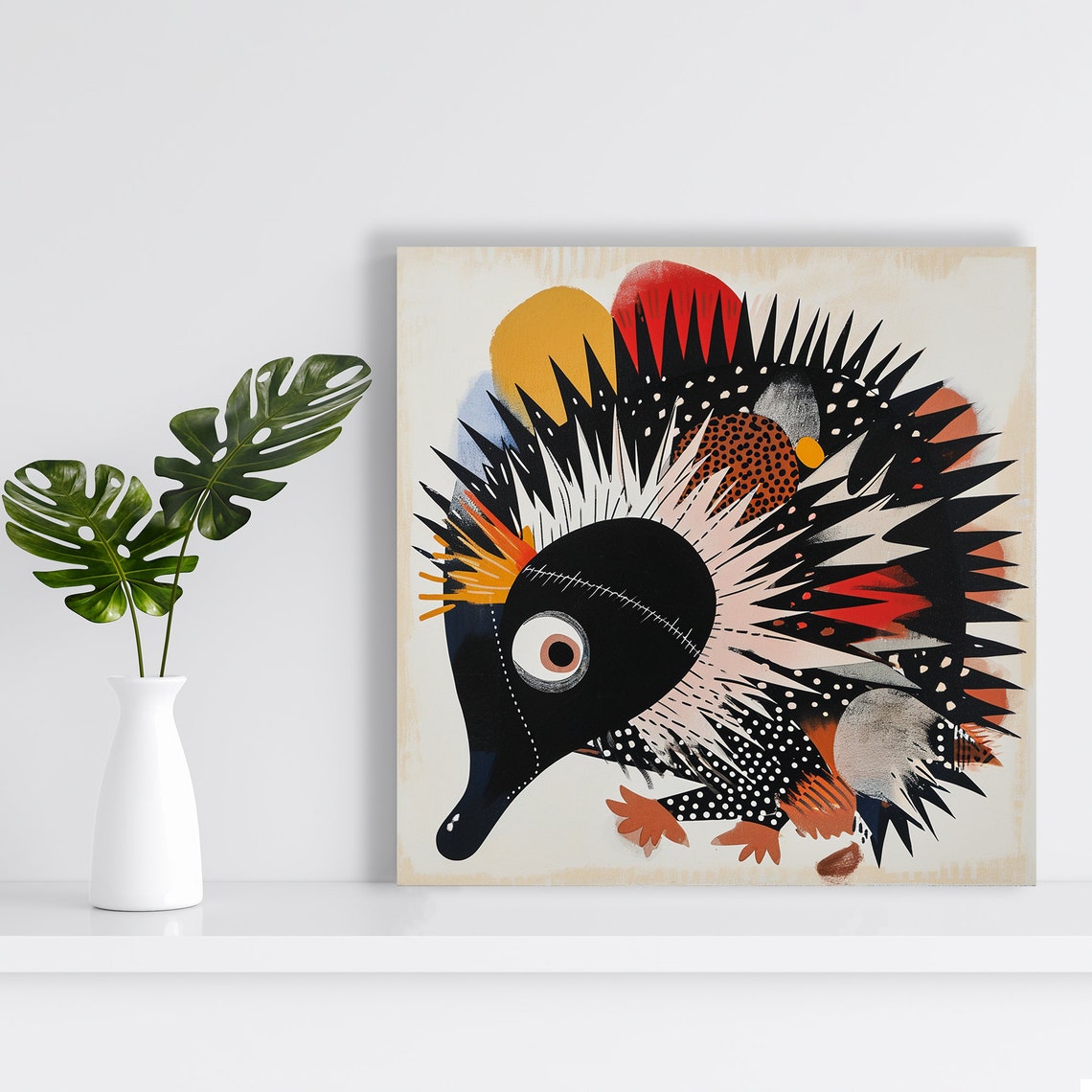Stylized Echidna Abstract Spiky Quill Art in Bold Colors Poster - Image 2