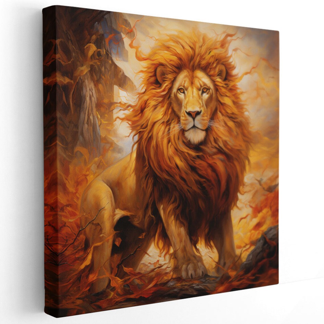 Lion Wildlife Art Print, Modern Safari Living Room Decor - Image 2