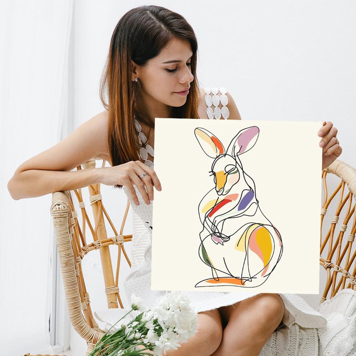 Minimalist Kangaroo Continuous Line Drawing Modern Abstract Animal Poster - Image 3