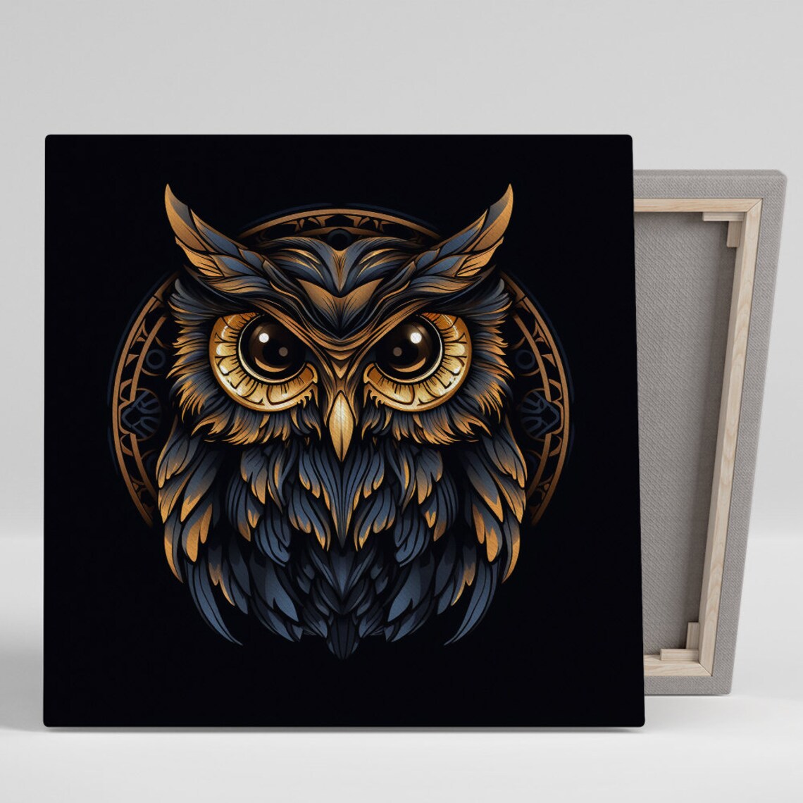 Majestic Owl Guardian Golden Eyes Dark Surreal Portrait Wall Poster