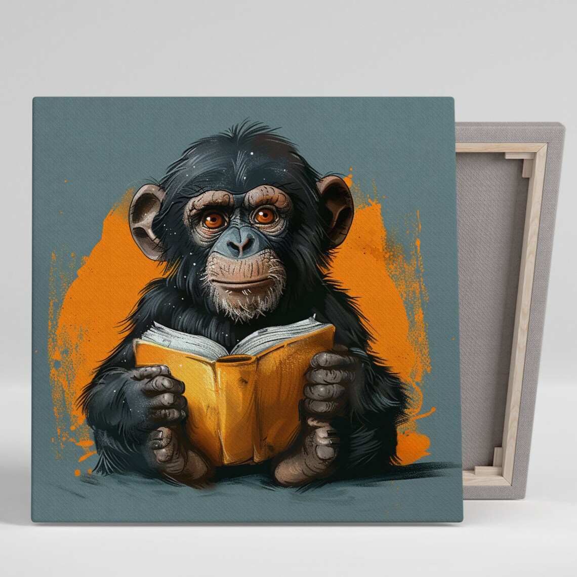 Chimpanzee Whimsical Poster, Office Library Decor