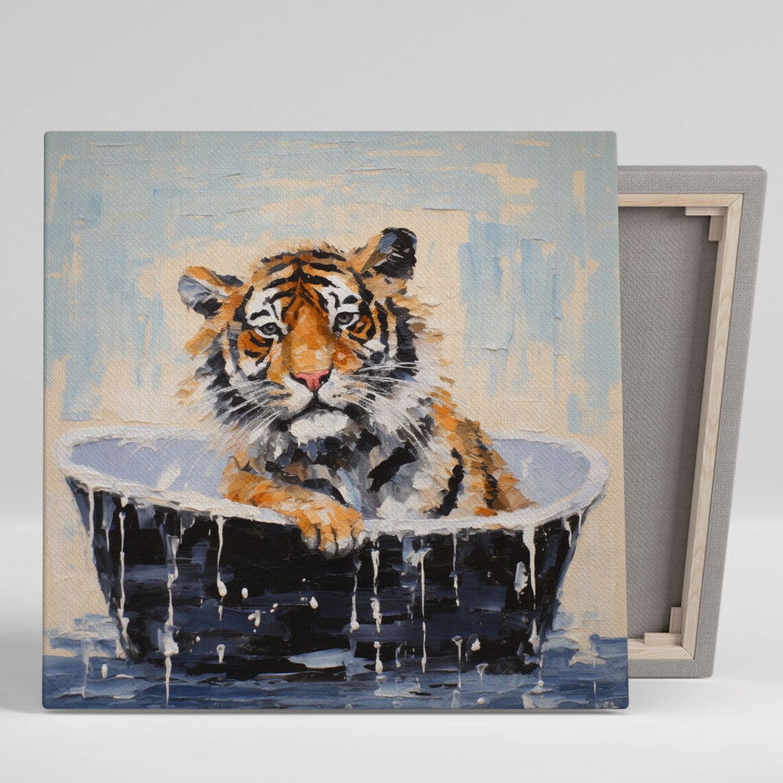 Tiger in Bathtub Bathroom Nursery Poster Print