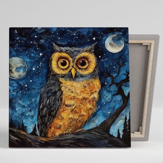 Owl Wall Art Print, Bird Decor for Living Room