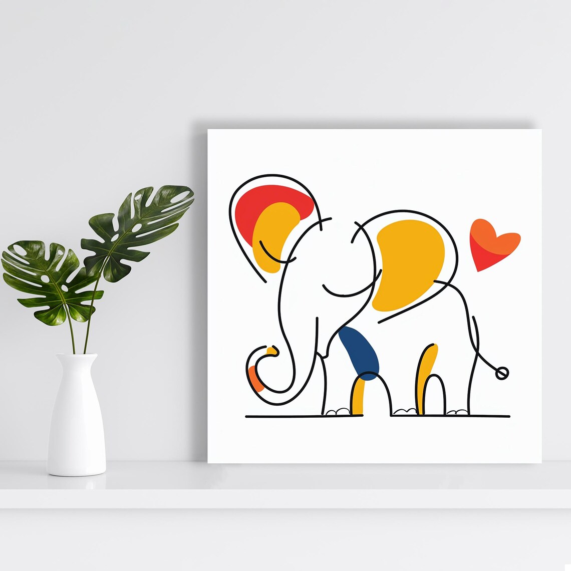 Heartfelt Elephant Abstraction, Minimalist Nursery Art Print - Image 2