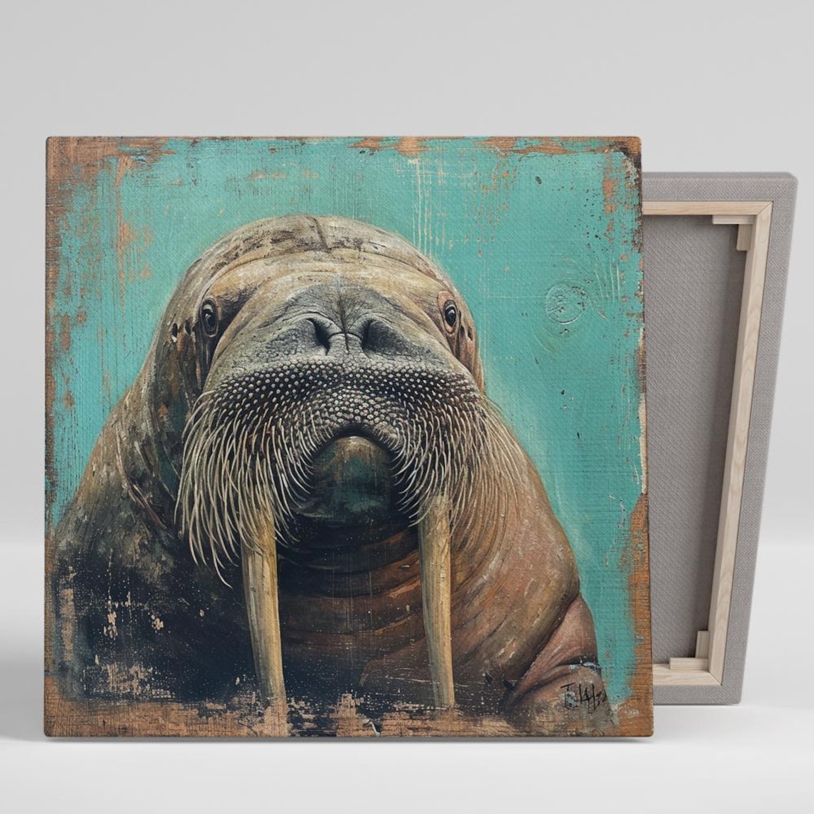 Walrus Portrait, Coastal Rustic Wall Art Print