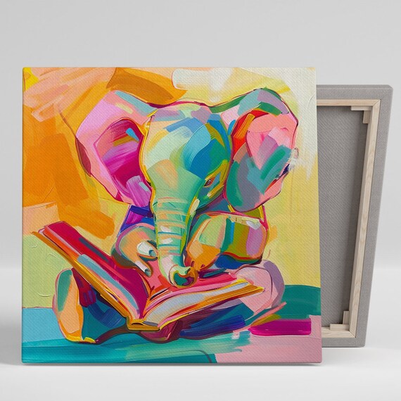 Colorful Elephants Abstract Bohemian Art Print