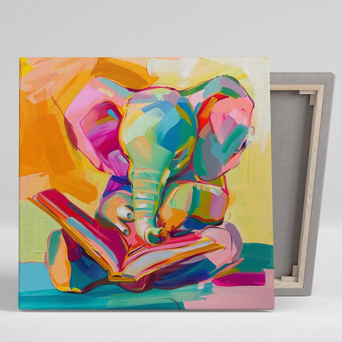 Colorful Elephants Abstract Bohemian Art Print