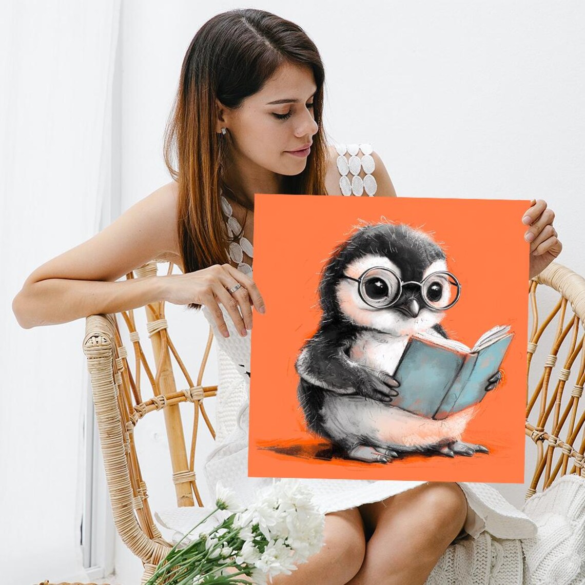 Penguin Bookworm Poster, Whimsical Room Decor - Image 3