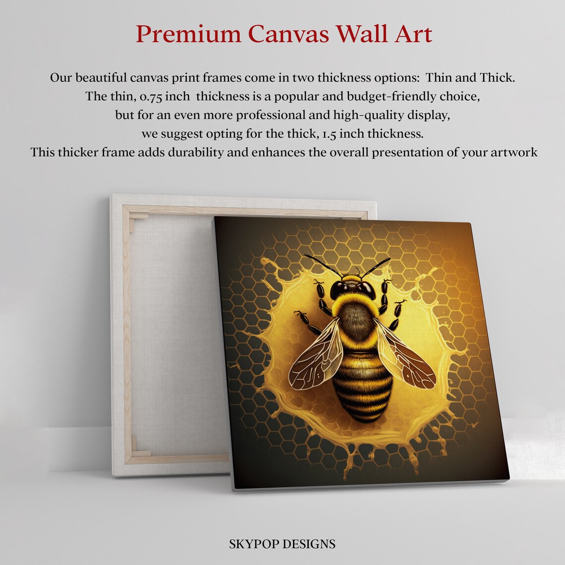 Honey Bee Poster, Living Room Decor Wall Art Print - Image 2