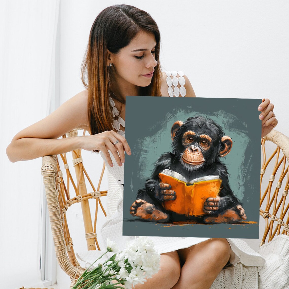 Chimpanzee Whimsical Animal Modern Decor Poster - Image 3