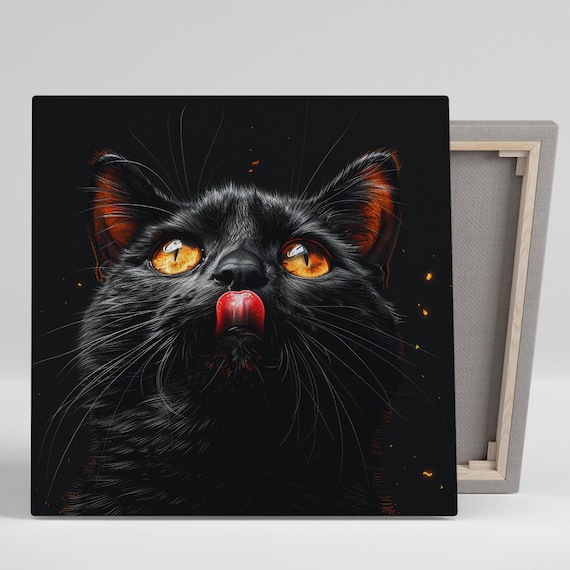 Fiery Feline Gaze, Gothic Living Room Art Print