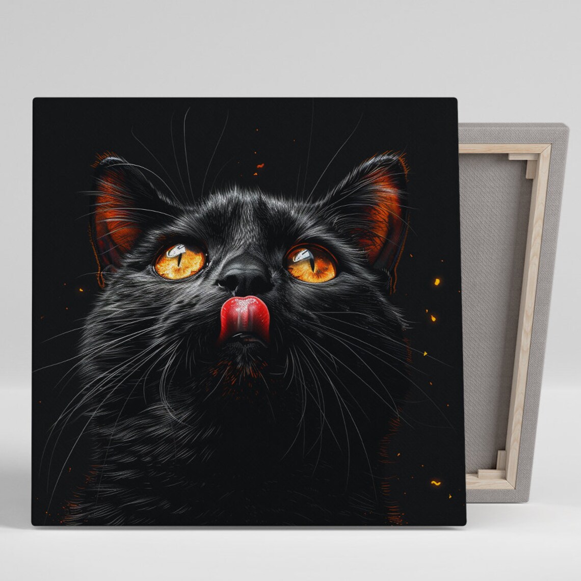 Fiery Feline Gaze, Gothic Living Room Art Print