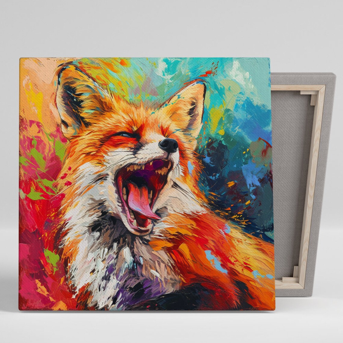 Vibrant Fox Explosion Art Print, Multicolor Animal Decor