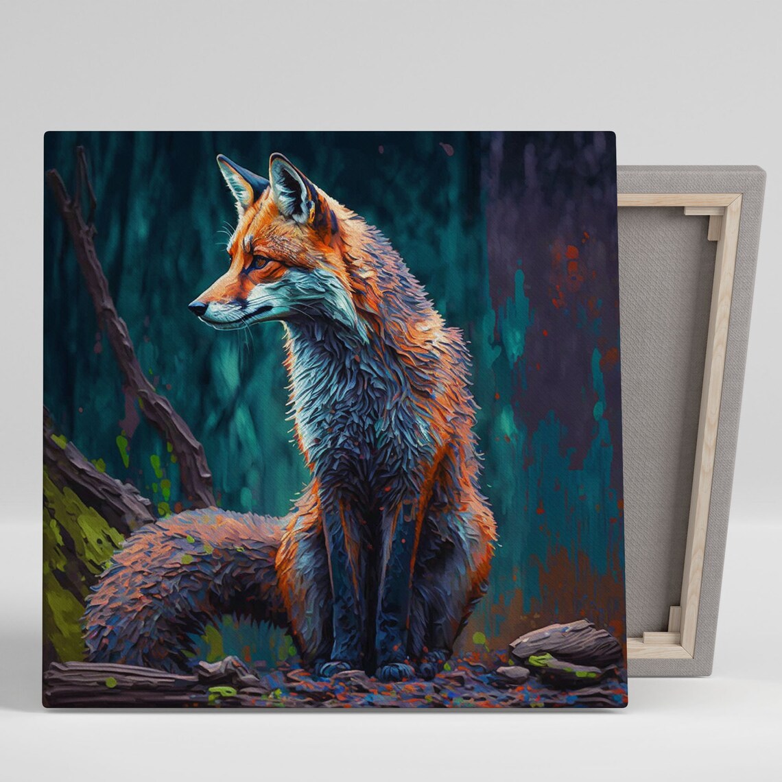 Fox Abstract Art Print, Vibrant Animal Wall Decor