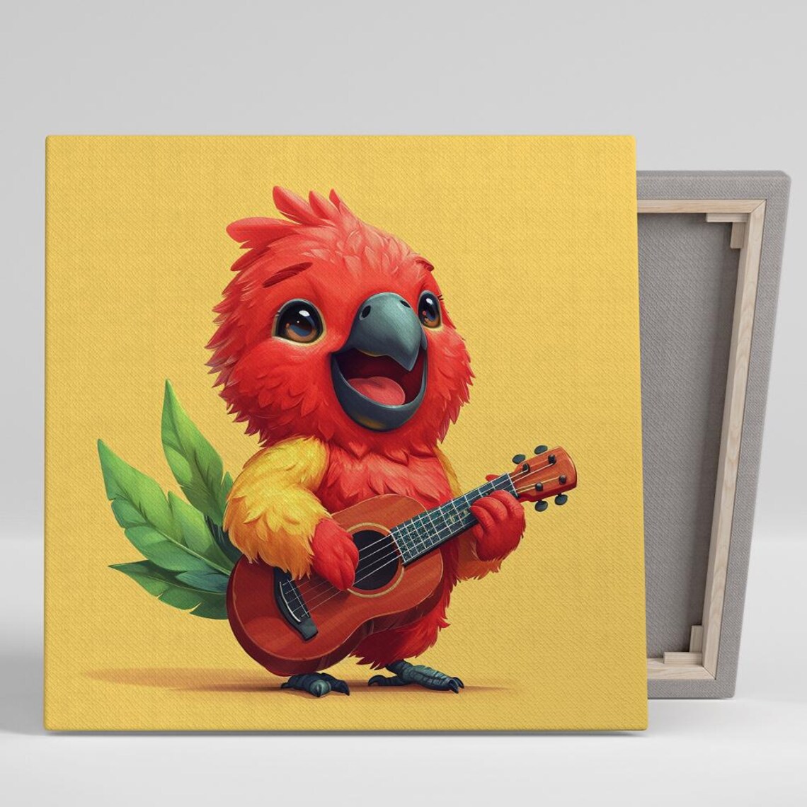 Melodic Macaw Mischief, Whimsical Tropical Art Print