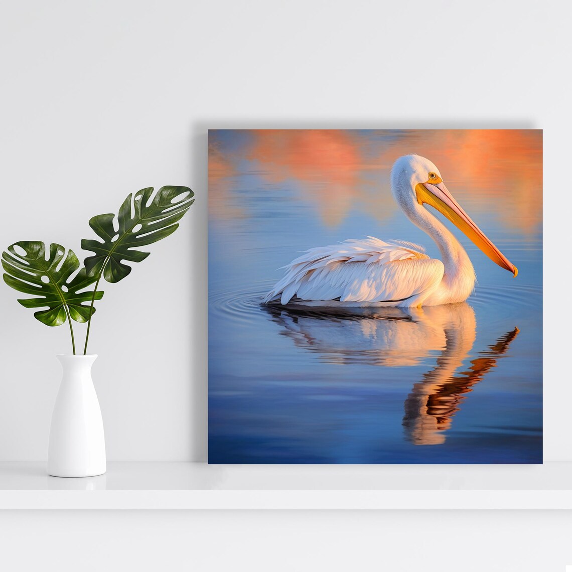 Pelican Reflection Minimalist Art Print, Coastal Decor - Image 2