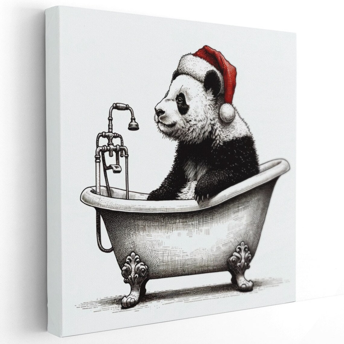 Panda Santa in the Bathtub, Funny Christmas Poster - Image 2
