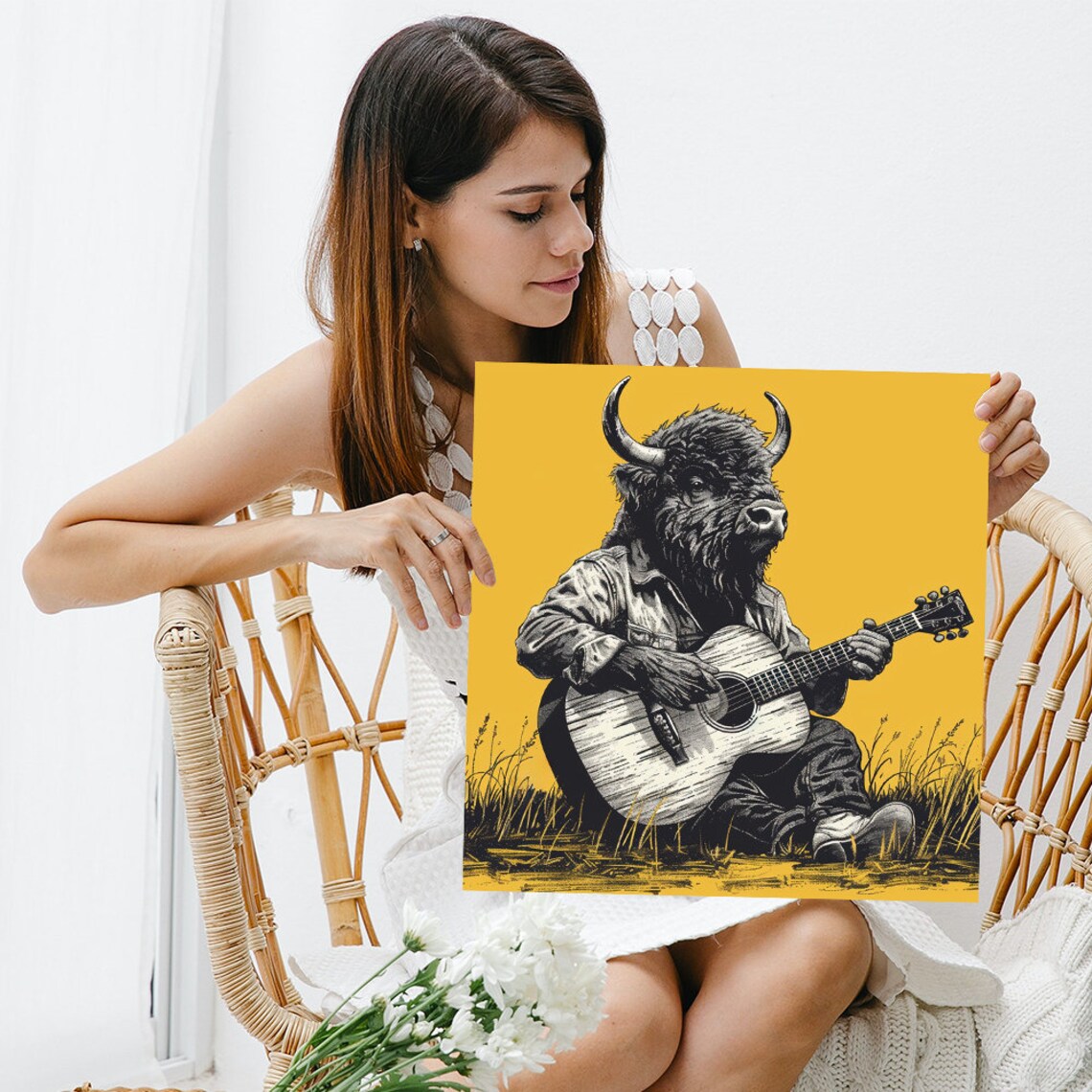 Bison Music Theme Rustic Bohemian Wall Art Print - Image 3