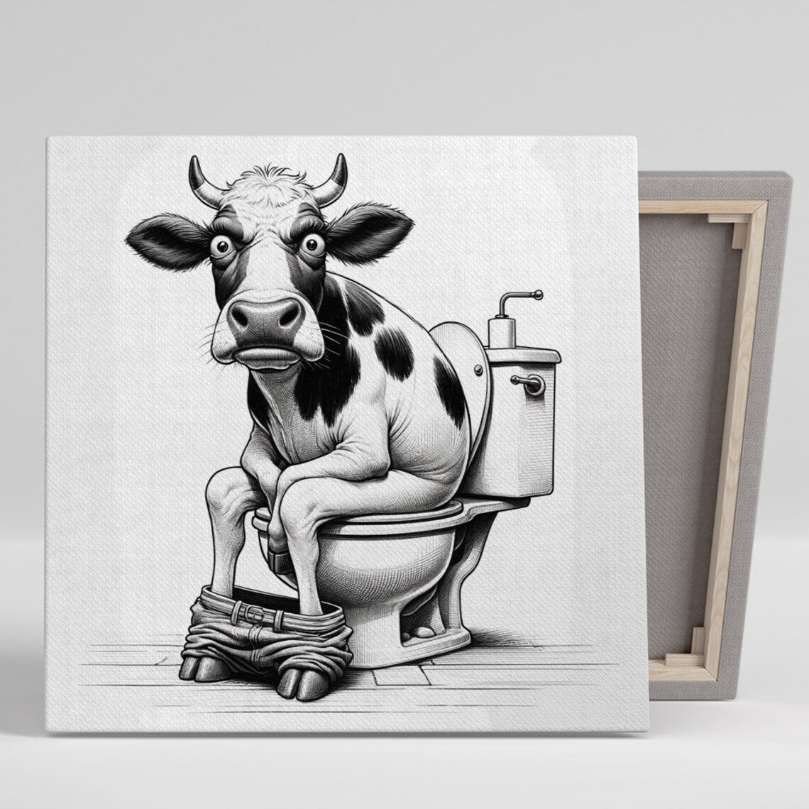 Cow On The Pot Bathroom Art Print, Funny Farm Decor