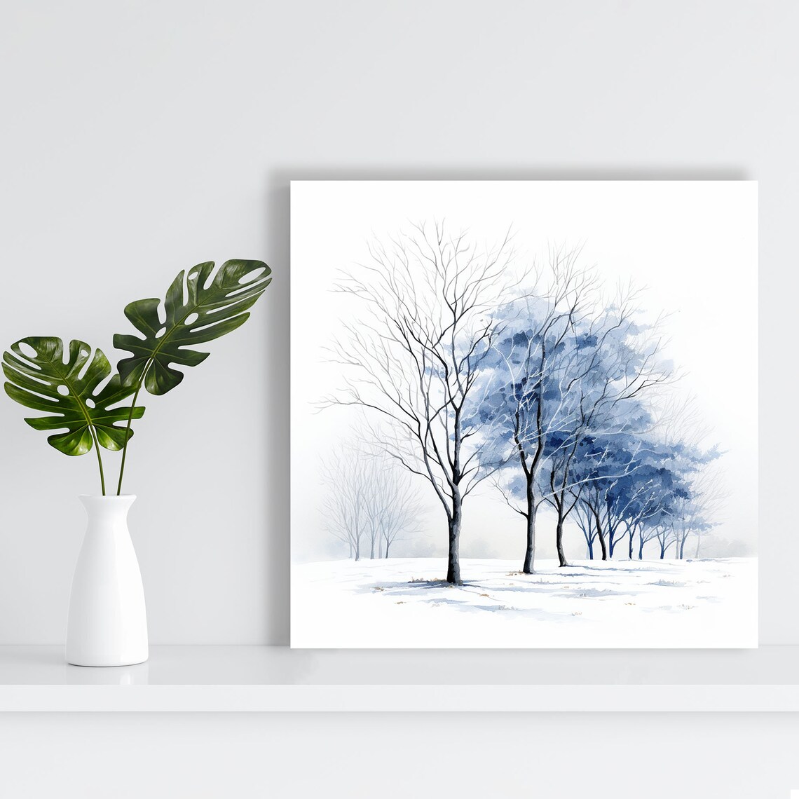 Blue Tree Landscape Art Print, Modern Wall Decor - Image 2