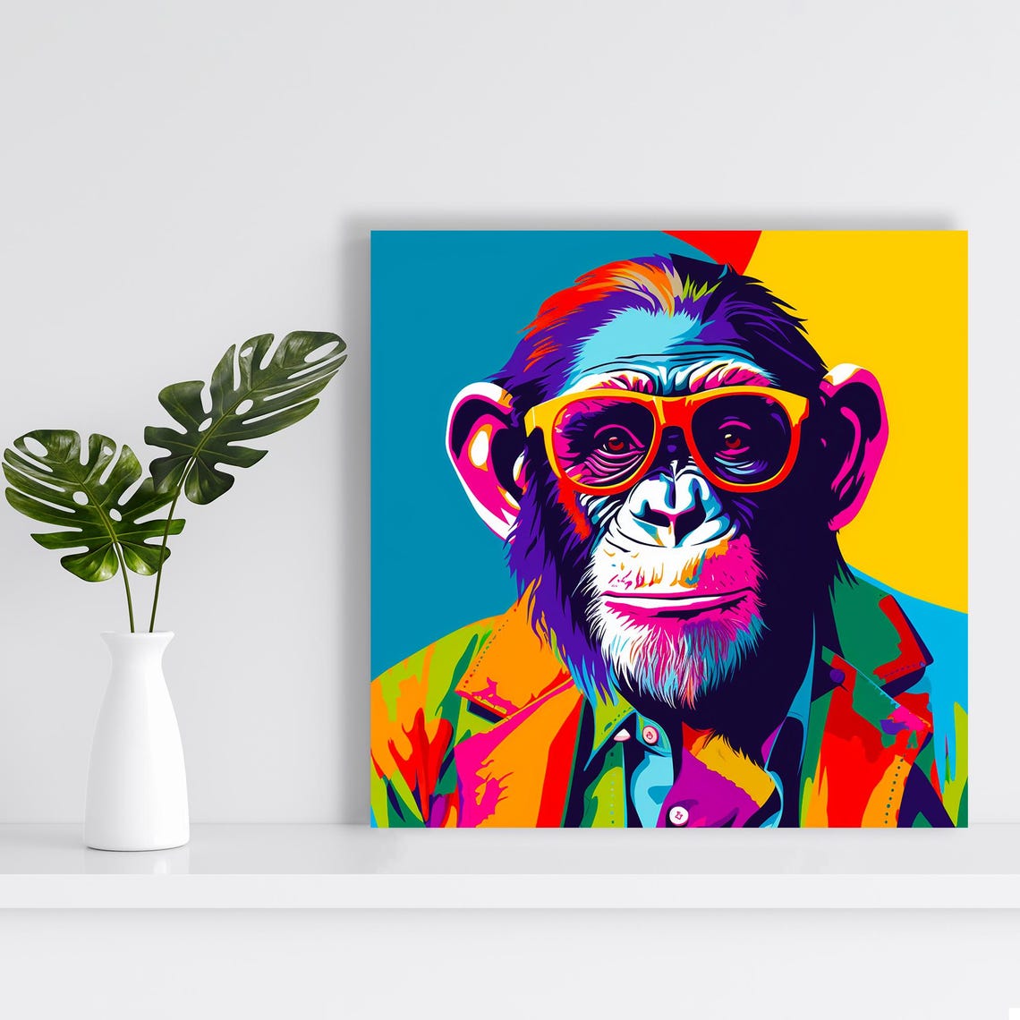 Funky Monkey Cool Glasses Bold Pop Art Colorful Primate Poster - Image 2