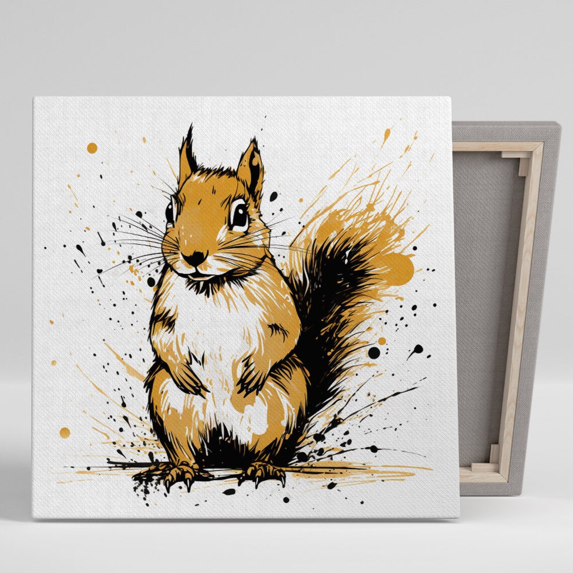 Squirrel Splatter Art Print, Contemporary Decor