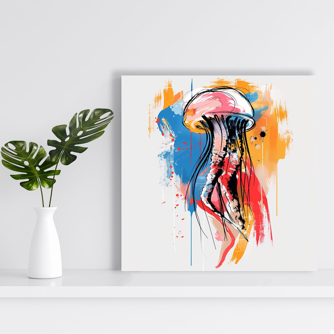 Vibrant Jellyfish Abstract Surrealism Art Print - Image 2