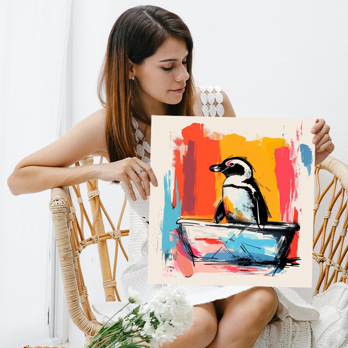 Penguin Contemporary Bohemian Minimalist Art Print - Image 3