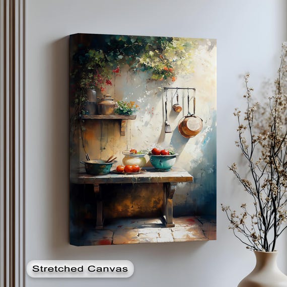 Italian Kitchen Canvas Art Rustic Tomato Bowl Mediterranean Decor