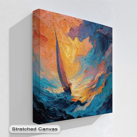 Abstract Sailboat Glass Wall Art Bold Nautical Decor