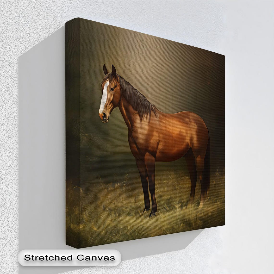Majestic Brown Horse Standing Field Warm Portrait Equestrian Print