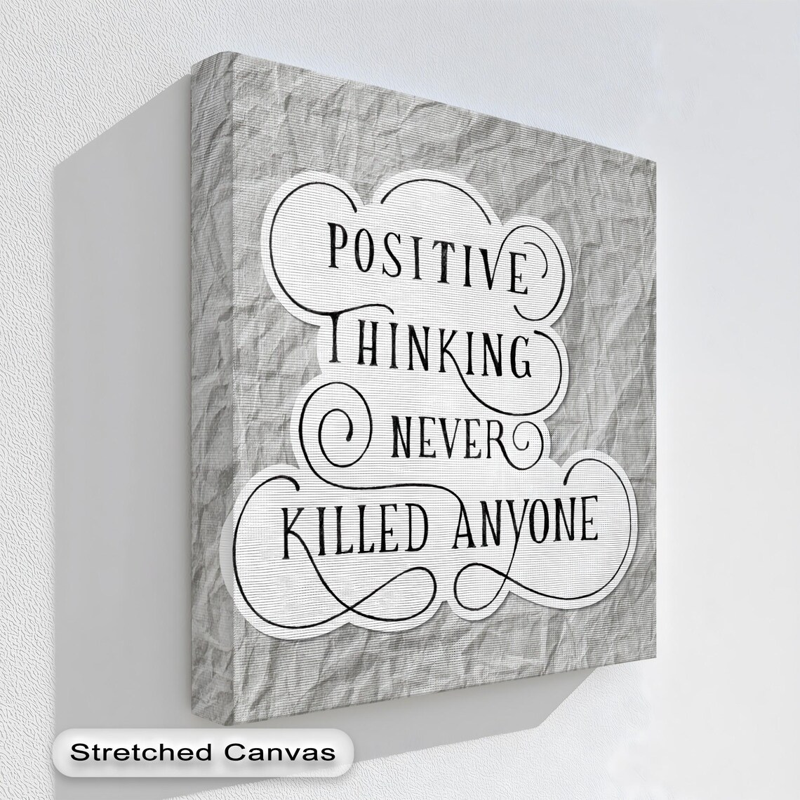 Motivational Quote Canvas Black White Positive Thinking Wall Art