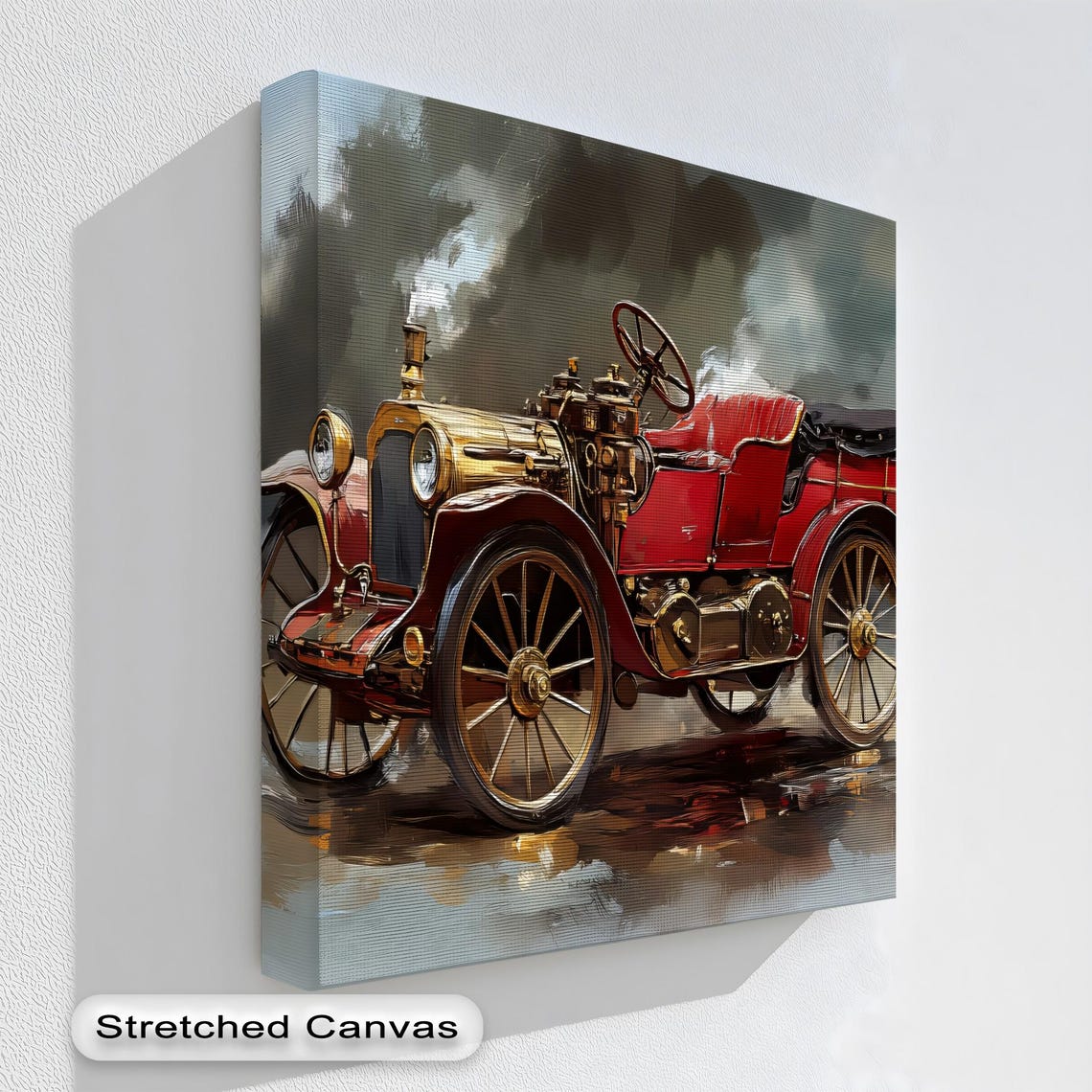 Moody Red Vintage Brass Era Roadster Classic Oldtimer Car Poster
