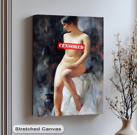 Classic Seated Nude Woman Soft Oil Style Elegant Figure Art Poster