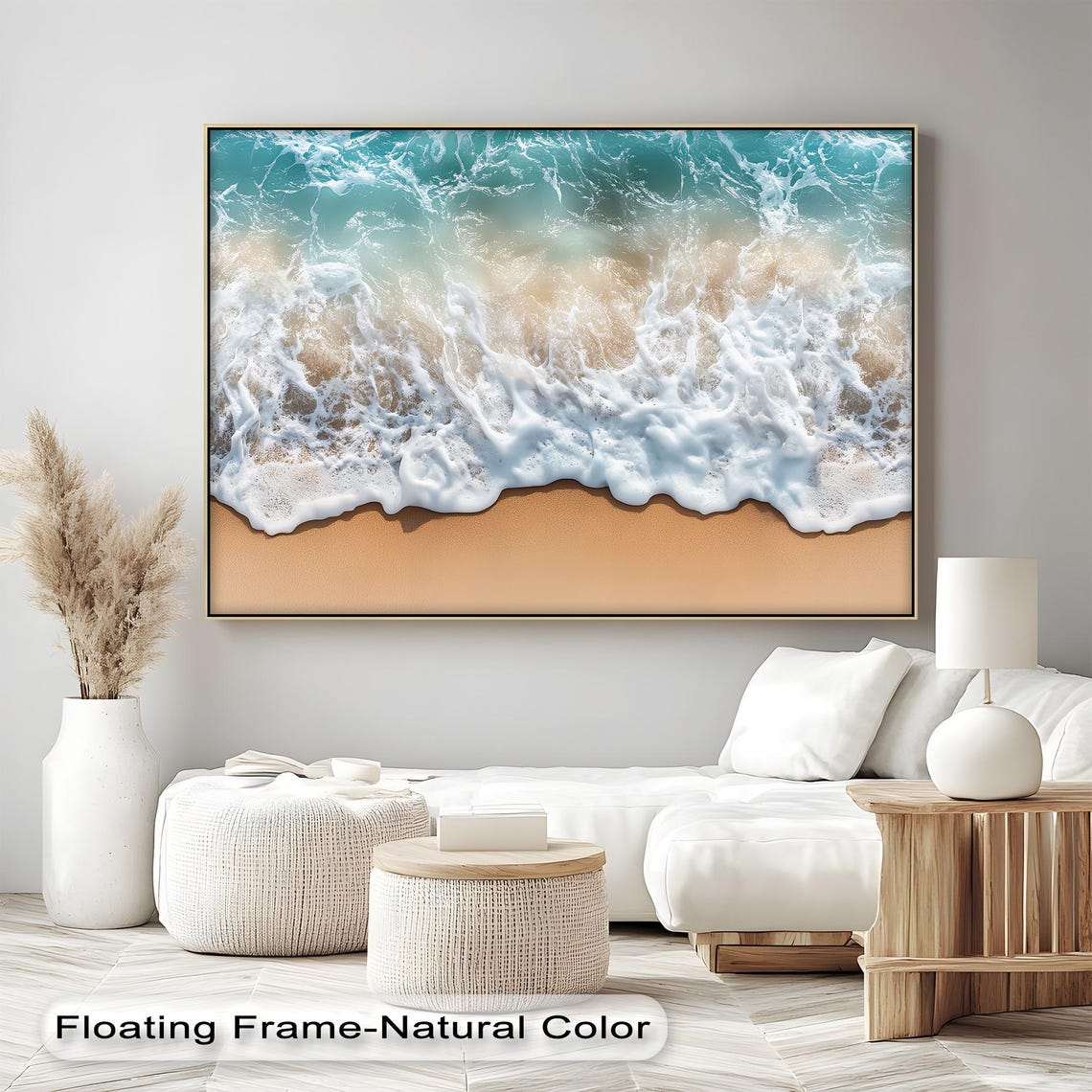 Ocean Wave Foam Crashing On Sandy Beach Aerial Photo Wall Poster