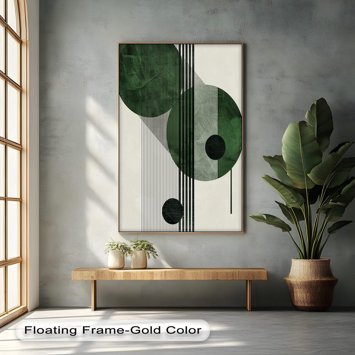 Geometric Green Circles Bold Modern Minimalist Abstract Wall Art