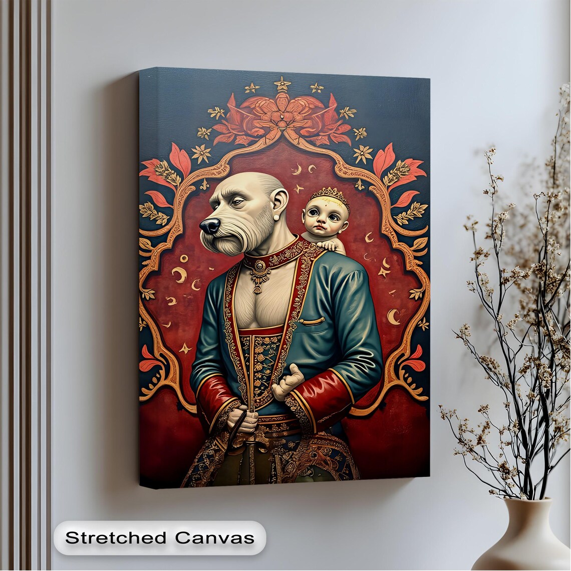 Royal Dog Nobleman Fantasy Portrait Whimsical Animal Art Poster
