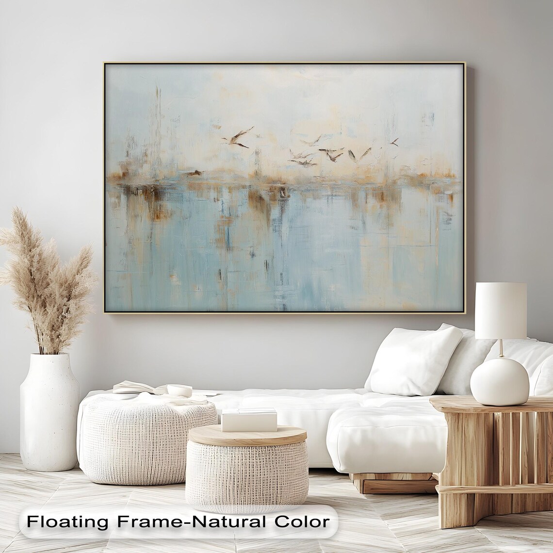 Flying Birds, Soft Pastel Abstract Art Print