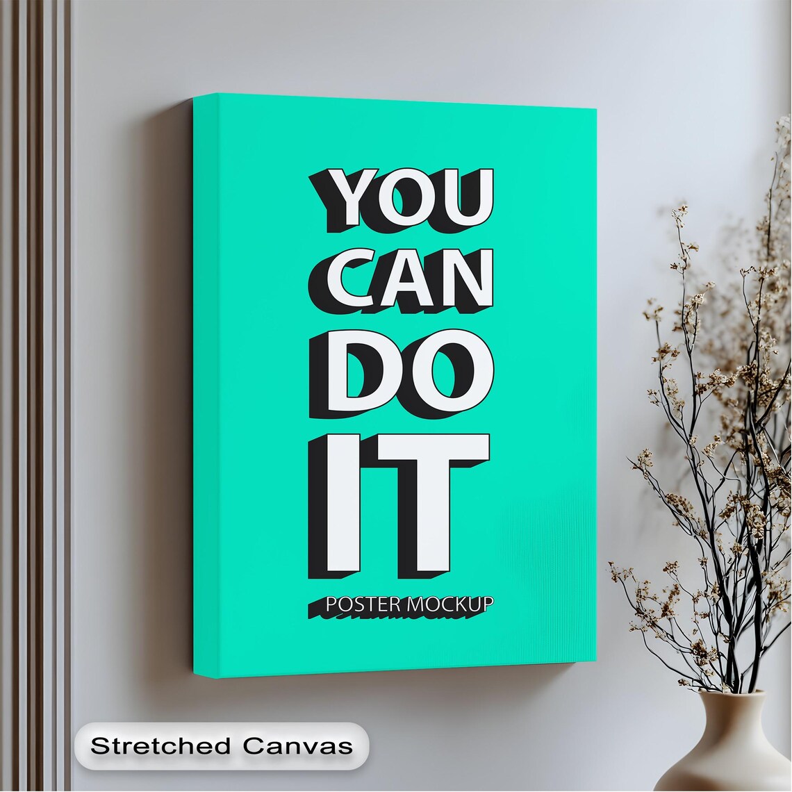 Motivational Teal Typography Art You Can Do It Black Frame Option