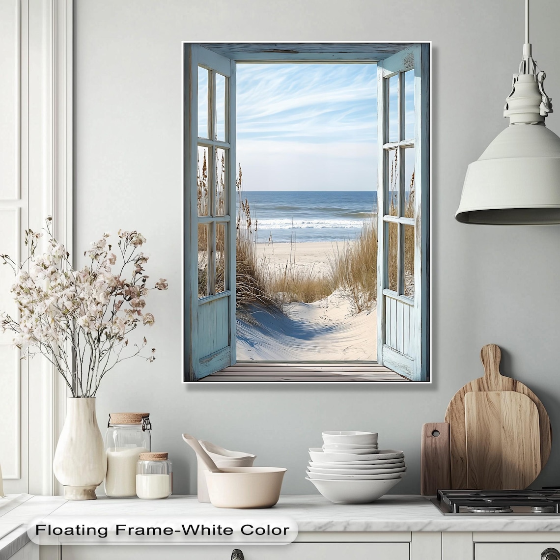 Beach View Coastal Window Art, Seaside Decor