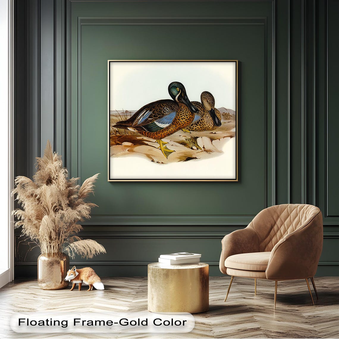 Vintage Duck Pair Classic Naturalist Waterfowl Illustration Poster