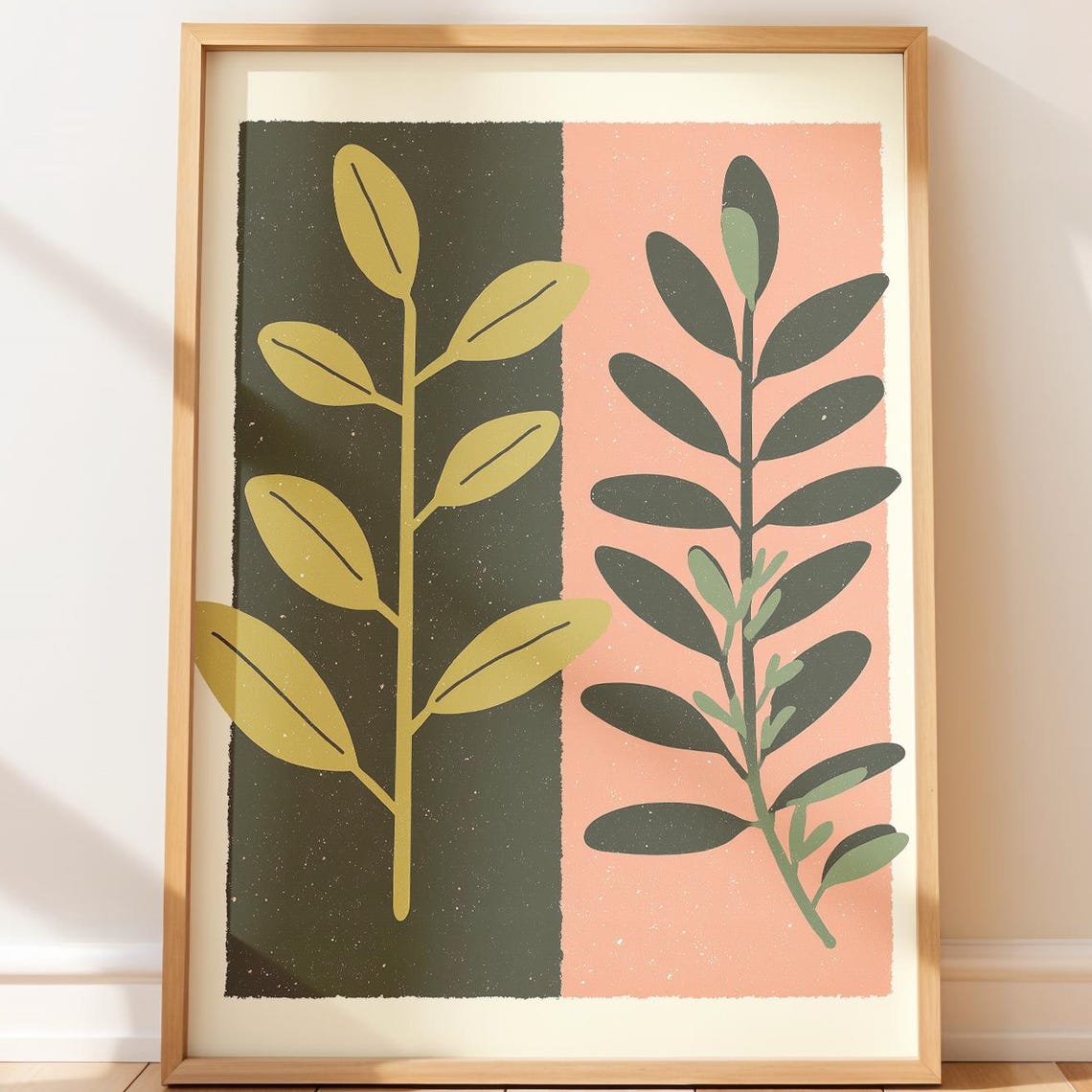 Stylized Herb Sprigs Wall Art Modern Minimalist Botanical Kitchen Decor Farmhousefriendly Mid Century Retro Illustration