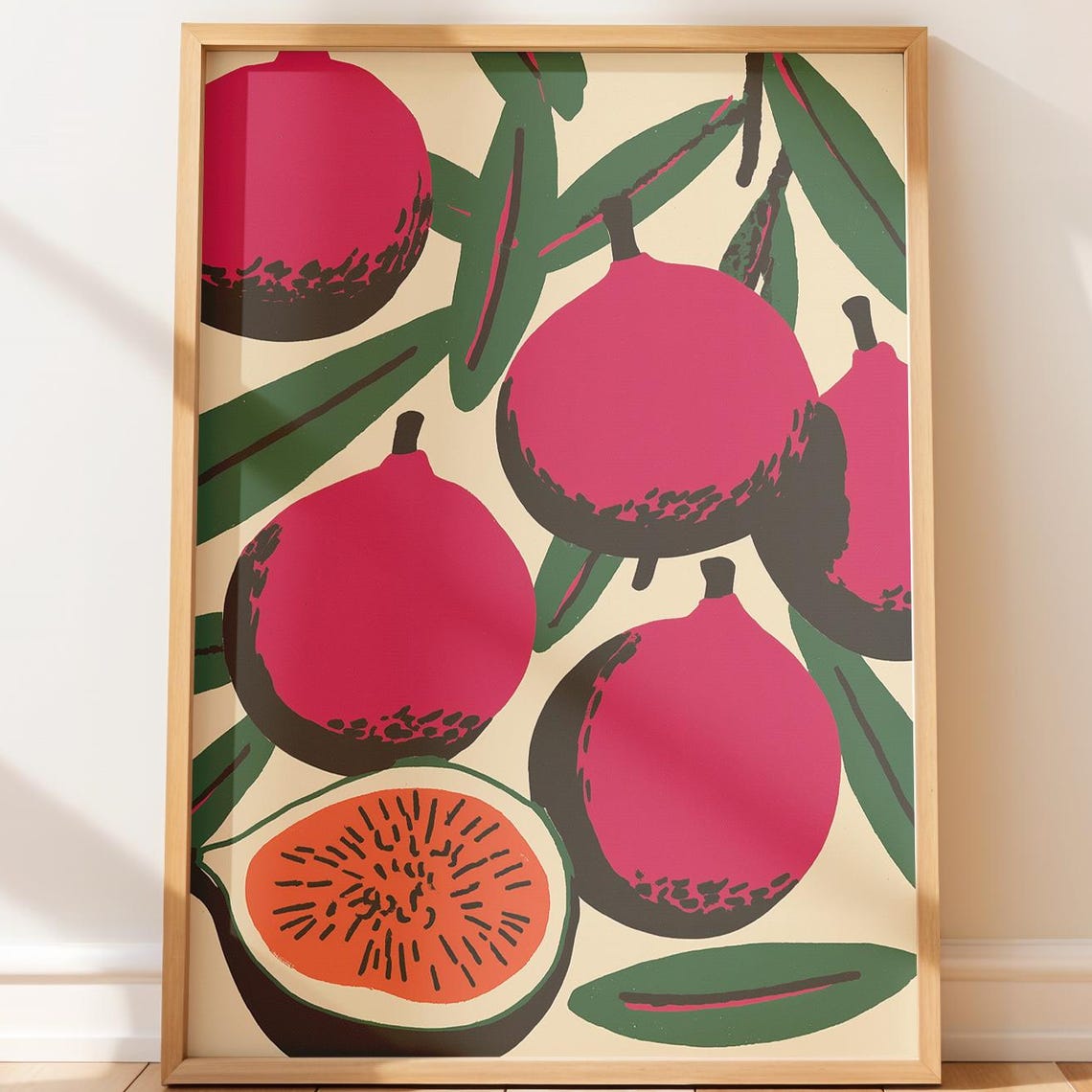 Rustic Purple Figs Wall Art Modern Botanical Kitchen Decor Playful Fruit Pattern Farmhouse