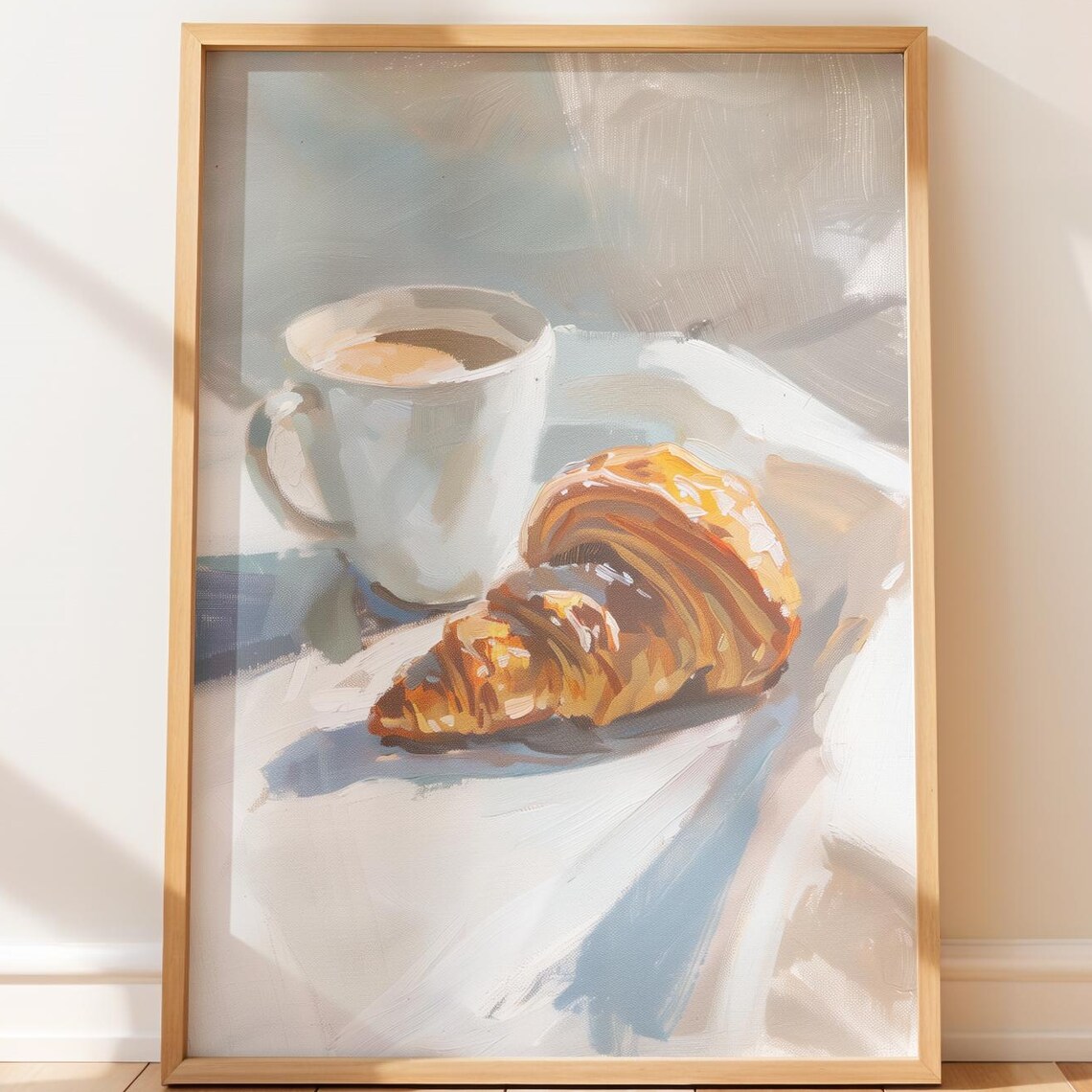 Coffee And Croissant Morning Oil Painting Bright Breakfast Art Print