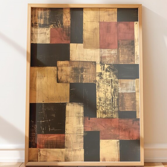 Rustic Geometric Abstract Wall Art Earthy Africaninspired Pattern