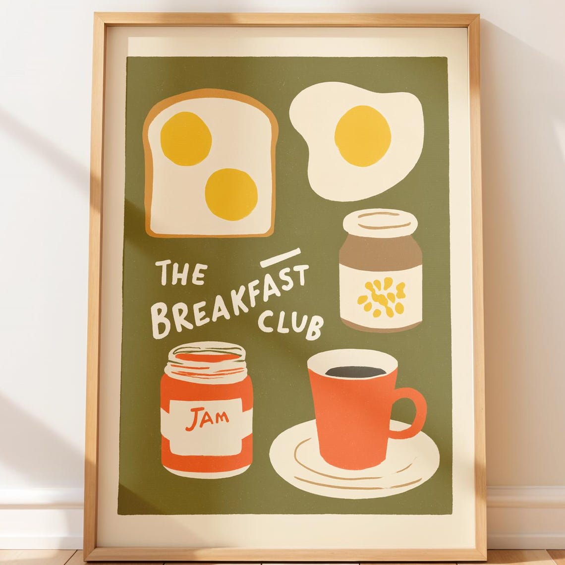 The Breakfast Club Retro Kitchen Print Eggs Toast Jam Coffee Art